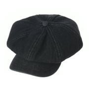 WITHMOONS Denim Cotton Newsboy Hat Baker Boy Beret Flat Cap KR3613 (Black)