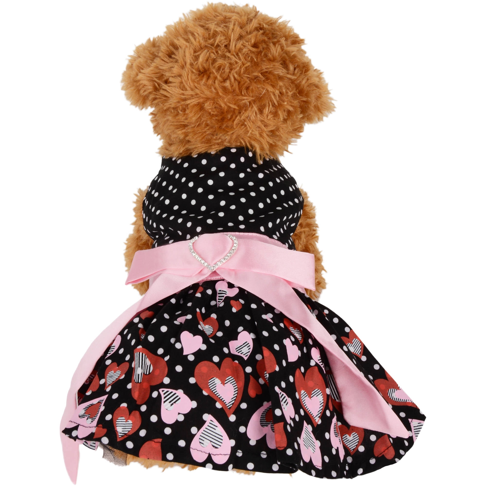 CUECUEPET Casual Indoor / Outdoor Button Up Dress for Female / Girl Dogs (Black with PolkaDot Hearts) [Multiple Sizes Available]