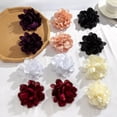 thumbnail image 3 of GKNET Exaggerated Flower Stud Earrings For Women Fabric Petal Party Wedding Jewelr WY4-02 Coffee, 3 of 9