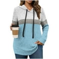 thumbnail image 2 of YUGYXL Womens Plus Size Lightweight Ribbed Knit Hoodie Sweaters Casual Long Sleeve Pullover Tops for Fall Winter Light Blue S, 2 of 5