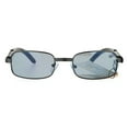thumbnail image 2 of SA106 Retro Art Nouveau Vintage Style Rectangular Metal Frame Sunglasses Gunmetal, 2 of 4