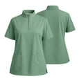 thumbnail image 2 of Women's Stand Collar Scrub Top with Zipper Front – Soft Stretch Breathable Fabric with Multiple Pockets Mint Green 4XL, 2 of 5