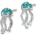 thumbnail image 2 of Sterling Silver Polished, Glistening 38 10 16 Mm Rhodium-Plated Polished Blue And White Crystal Jellyfish Post Earrings, 2 of 3
