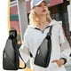 thumbnail image 1 of Bolso Sling | Mochila de hombro de cuero PU colorido para adultos: correa ajustable, orificio para auriculares, liviano, se adapta a tabletas de 7.9 ", senderismo, campamento, al aire libre, 1 of 6