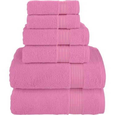 Cotton 6-Piece Towel Set, Includes 2 Washcloths, 2 Hand Towels and 2 Bath Towels, 100% Turkish Cotton - Highly Absorbent and Super Soft Towels for Bathroom, Light Pink