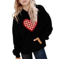 thumbnail image 4 of Girls Valentine's Day Hoodie with Heart Pocket Cute Kids Sweatshirt for Girls Valentine Outfit Black,Size 11-12 T, 4 of 5