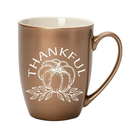 

Elanze Designs Thankful Pumpkin Bronze 10 ounce New Bone China Coffee Cup Mug