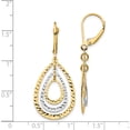 thumbnail image 3 of 14K Two-Tone Diamond Cut Leverback Earrings (41 X 15) Made In Turkey th882, 3 of 5