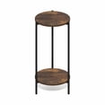 thumbnail image 7 of Furinno Besi 2-Tier Tall Round Side Table with Metal Legs, Metal Frame, Rustic Brown End Table, Night Stand, Bedside Table with Open Shelf, for Living Room, Bedroom, Amber Oak, 7 of 7