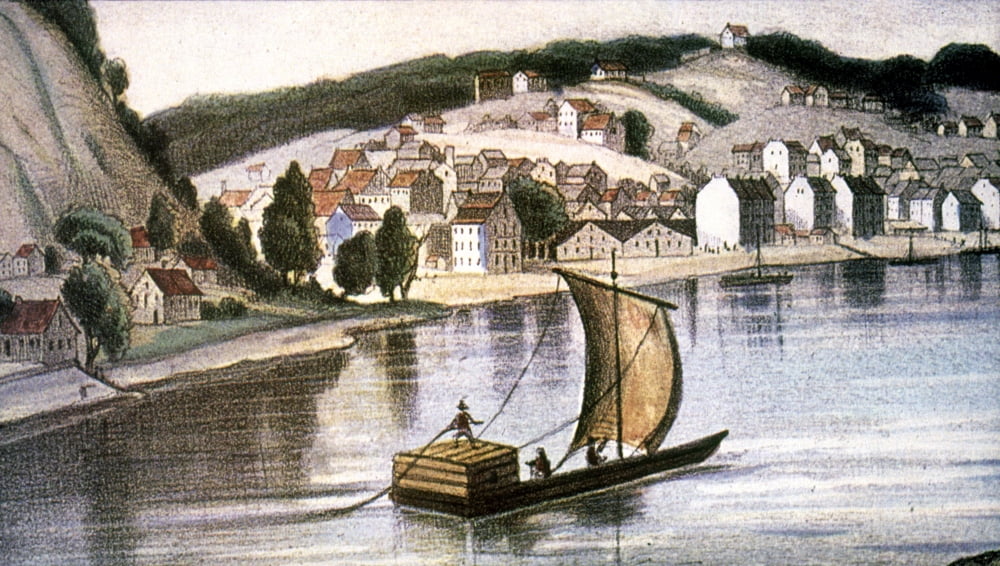 Keelboat On The Mississippi /Napproaching Hannibal, Missouri ...