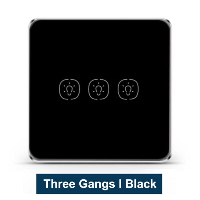 Tuya ZigBee Light Smart Switch Home Office Control táctil inalámbrico Interruptor de lámpara WiFi Panel de control inteligente, Negro, 3 bandas Advancent EL001893-06B