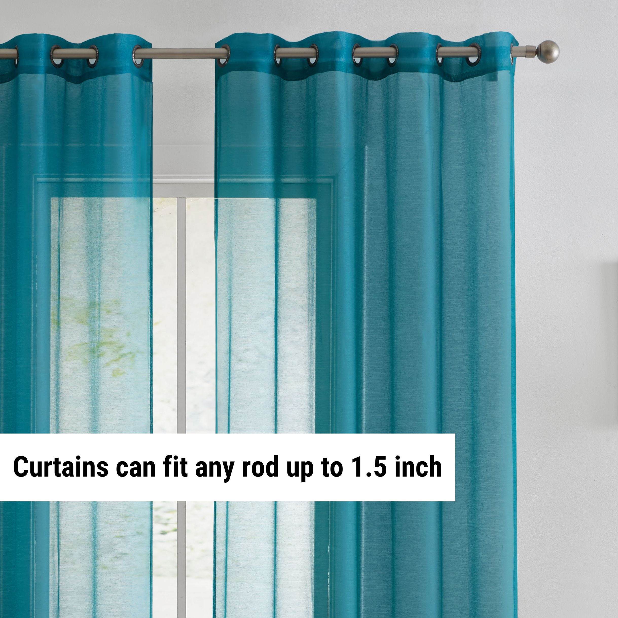THD Vicky Semi Sheer Voile Window Curtain Grommet Top Panels for Bedroom & Living Room - Set of 2 (Aqua Blue (Teal), 54 W x 72 L per panel)