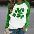 thumbnail image 2 of Women's St Patricks Day Plus Size Sweatshirt Long Sleeve Festival Print Color Block Crewneck Loose Casual Tops (5XL, Green), 2 of 5