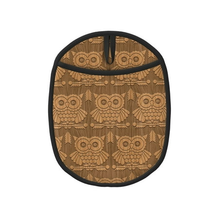 

Tribal Owl Print Pot Holders for Kitchen - Heat Resistant Oven Mitts Hot Pads with Pocket Non Slip Silicone Pot Holders Cuteness Hanging Loop Potholders for Kitchen Baking