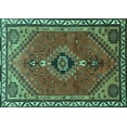 thumbnail image 1 of Ahgly Company Machine Washable Indoor Rectangle Persian Turquoise Blue Traditional Area Rugs, 5' x 7', 1 of 4