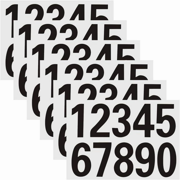 6PCS 0~9 Reflective Mailbox Number Stickers Black Vinyl Waterproof Number Self Adhesive Marking Stickers for House Numbers Signs Door Cars Garbage Bins Address Numbers 6.14x8.6in