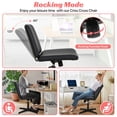 thumbnail image 3 of Criss Cross Chair, Armless Vanity Chair Cross Legged Office Chair, Adjustable Wide Swivel Desk Chair for Home Office No Wheels, Black, 3 of 7