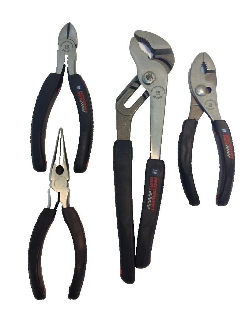 4pc Performance Tool Pliers Set. Long Nose Diagonal Slip Groove Joint Pliers