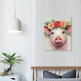 thumbnail image 3 of JEUXUS Pig Decor Gifts for Pig Lovers: Farm Animal Pictures Cute Pig Cavnas Wall Art Work Decor Peach Pig with Floral Crown Painting for Kitchen Nursery Bathroom Bedroom House Decorations Framed, 3 of 4