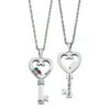 Personalized Planet Couple's Name & Birthstone Heart Key Diamond Accent Necklace ,Women's