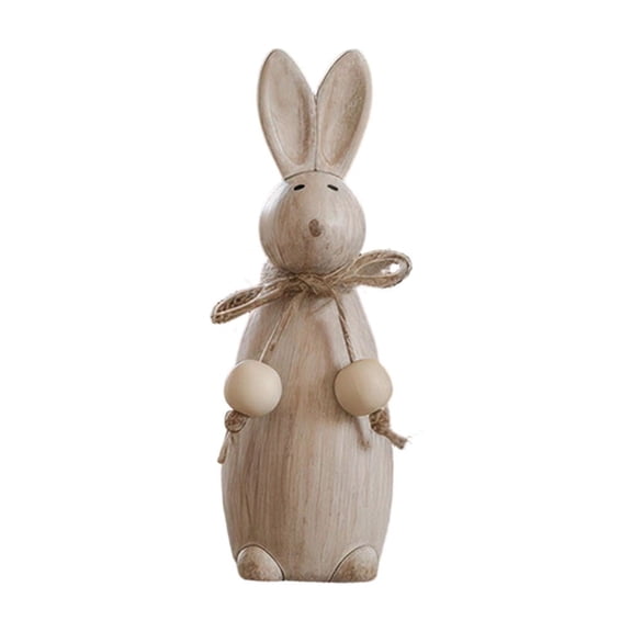 5.7 Inch Wooden Bunny Figurines Easter Decorations Indoor Outdoor Rustic Farmhouse Wood Rabbit Figurine Spring Tiered Tray Decor for Holiday Easter Table Centerpieces Home Kitchen Party Supplies