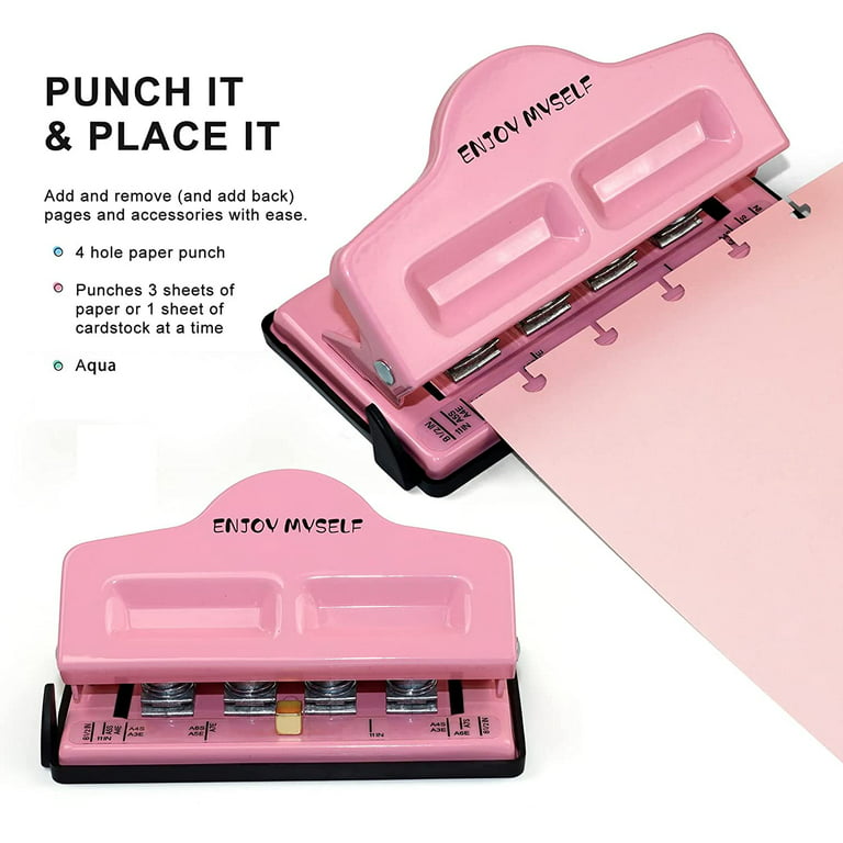 Enjoy Myself Discbound Hole Punch, 4 Holes Mushroom Paper Punch for Disc  Bound Planner (Pink)