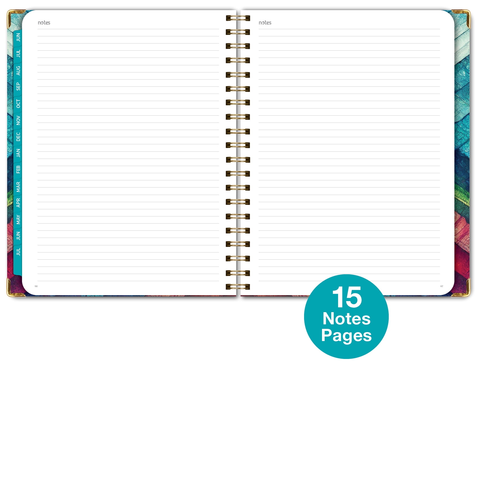 Academic Year 2025-2026 Planner, June 2025 - July 2026, 8.5"x11" Daily Weekly Monthly Planner Yearly Agenda, Hardcover, Bookmark, Pocket Folder and Sticky Note Set (Rainbow Oak)