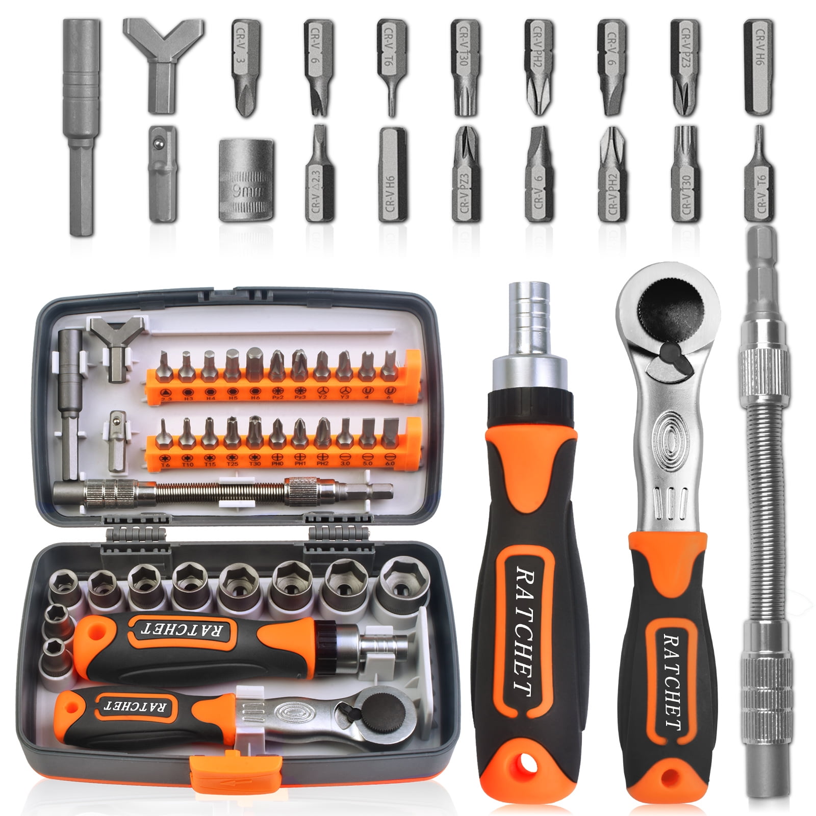 ETEPON 38 in 1 Ratchet Screwdriver Set, Ratchet Handle Set with Sockets, Bits & Extension Rod