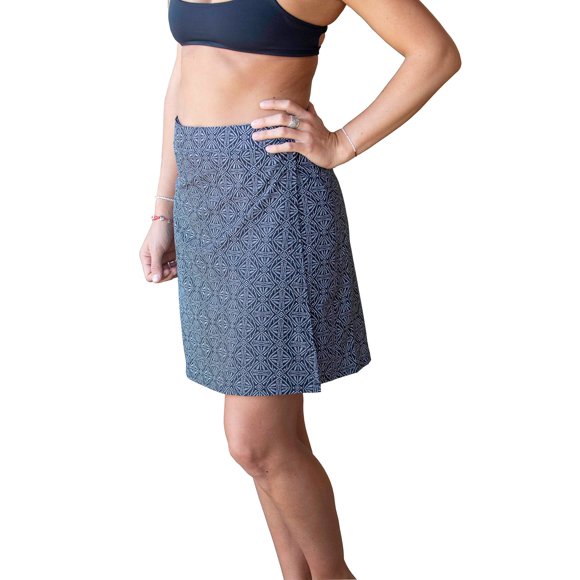 RipSkirt Hawái | Largo 2 con bolsillos | Falda de viaje de secado rápido con bolsillos laterales (16-18 Black Pearl Batik)