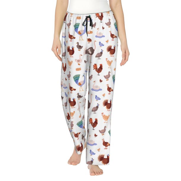 Balery Farm Birds Goose Pantalones de pijama para mujer, pijamas ultraligeros, pantalones de estar por casa-Large