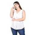 thumbnail image 4 of Blusa de chifon con escarolas Roman Fashion /Tallas Extras, 203 (Blanco) blanco 42, 4 of 6