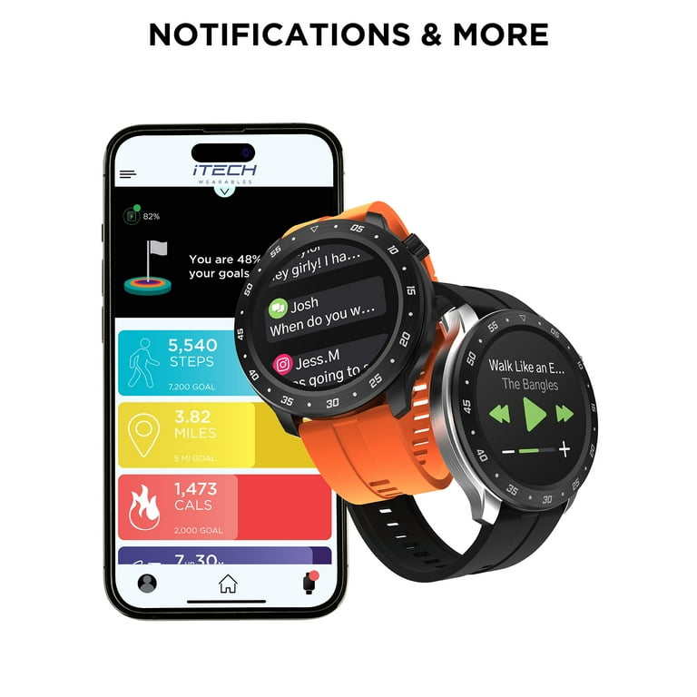 iTech Bold Unisex Adult Smart Watch, Orange, Silicone Strap
