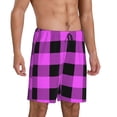 thumbnail image 2 of Balery Purple Black Buffalo Plaid Pantalones cortos de pijama de punto de algodón para hombre con cinturilla y bolsillos-3X-Large, 2 of 6