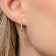 thumbnail image 3 of Gem Stone King 10K Yellow Gold Green Peridot and Lab Grown Diamond Dangle Earrings for Women | 1.00 Cttw | Gemstone August Birthstone | Round 4.5MM, 3 of 6