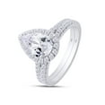 thumbnail image 3 of 2CT 10K Solid White Gold Bridal Ring Set Teardrop Lab Created Moissanite Diamond Halo Engagement Ring Pear Promise Ring Marquise Wedding Band for Women G-H/VVS1 Certificate of Authenticity, 3 of 6