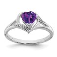 thumbnail image 1 of Solid 14k White Gold Simulated Amethyst and CZ Heart Ring, 1 of 1
