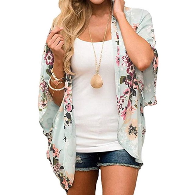 Sonducket Mujeres Imprimir frente abierto Mangas 3/4 Ropa de playa Cubrir Prendas para la parte del cuerpo TYPE1 3XL Sonducket AP001973-06