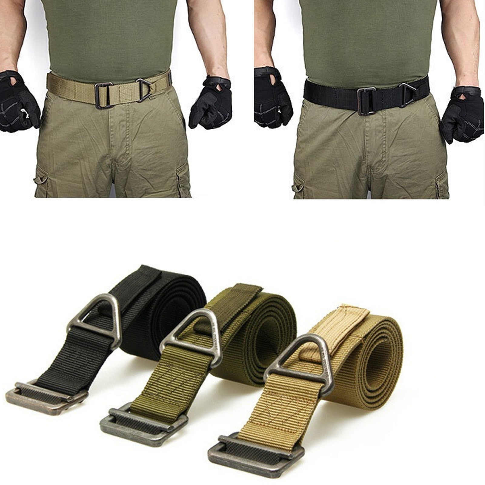 Men Mud Color Outdoor Military Tactical Emergency Steel Buckle Rescue Nylon Belt 
