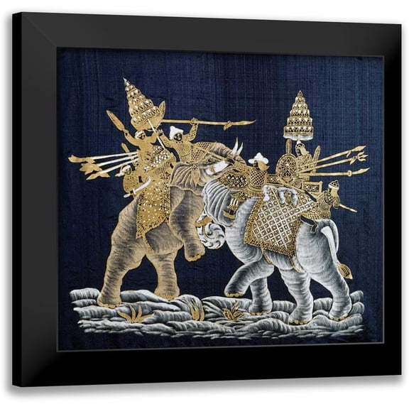 Limatibul, Surint 13x12 Black Modern Framed Museum Art Print Titled - Duelling War Elephants