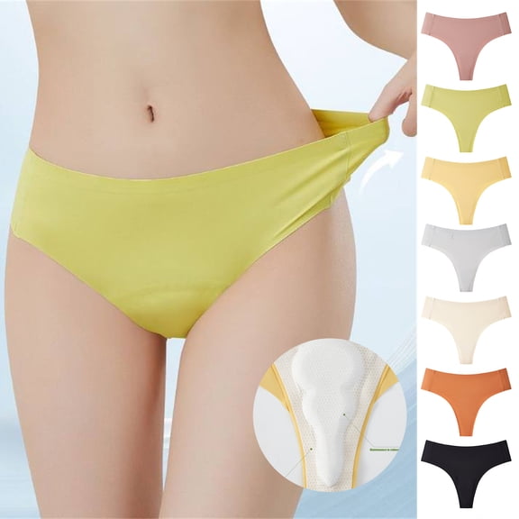 Women's Menstrual Panties Mid-Waist Seamless Cotton Postpartum Underwear, Leak Proof Full Coverage Period Briefs, Invisible Protective Sanitary Briefs, Breathable Non-Marking Menstrual Knickers