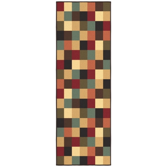 Ottomanson Classics Collection Checkered Design Non-Slip Area Rug, 8'2" x 9'10", Multicolor