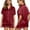 Wine, variant on hoksml Trendy Summer Outfits for Women,Women's Summer Fashion Loose Casual Half V-Neck Solid Mid-Calf Shirt Pajama Sets