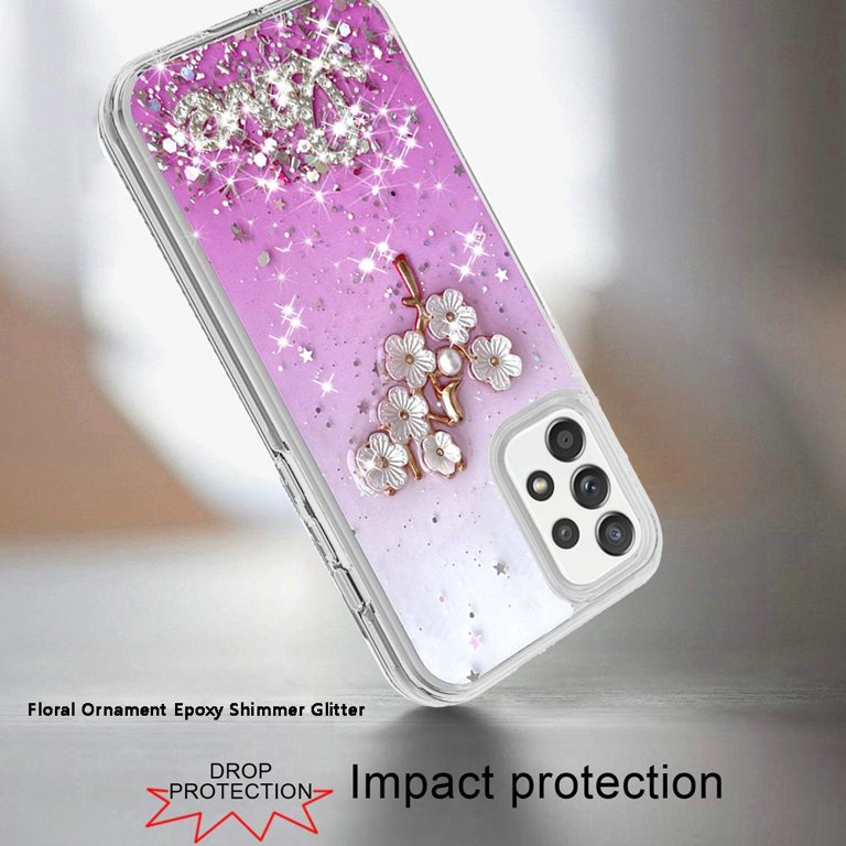 Compatible with Samsung Galaxy S21 Case for Women Girls,Soft Slim Fit  Full-Around Protective Cute Clear Sparkly Bling Star Phone Case Glitter  Cover