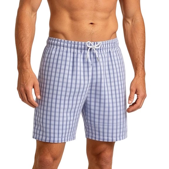 hlysgo Swim Shorts for Men Elastic Waist Loungewear Lightweight Breathbable Short Pj Sleeping Comfy Cozy Shorts with Pockets Blue,L