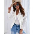 thumbnail image 2 of Women'S Faux Leather Jackets Suede Spring Trendy Outfits 2025 Fall Zip Up Cropped Moto Jakcet Outerwear White M, 2 of 5