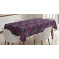 thumbnail image 1 of Psychedelic Tablecloth, Exotic Composition in Lively Colors Swirling Leaves and Petals Funky Seaweed, Rectangle Satin Table Cover for Dining Room and Kitchen, 52" X 70", Multicolor, by Ambesonne, 1 of 2