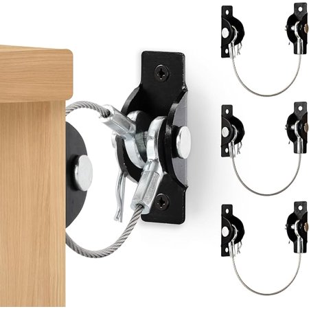 Furniture Anchors Anti-Tip Kit (4 Pack)- Furniture Straps for Baby Proofing, Secure 400 lbs Cabinet Prevent Falling Prevention Strap, Wall Anchor Prevent Child Pet Safety, HOME MASTER HARDWARE