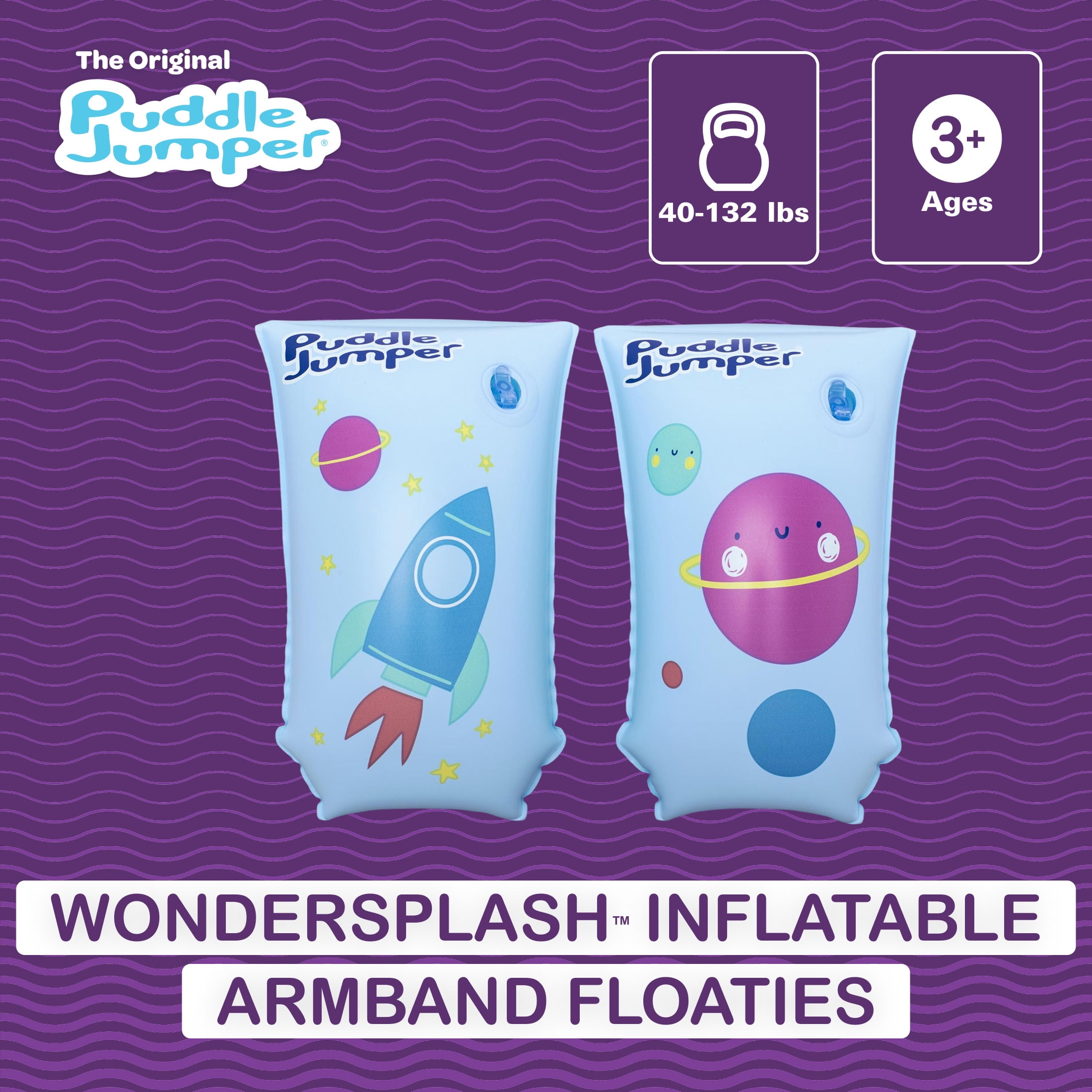 Puddle Jumper WonderSplash Inflatable Armband Swim Training Floaties, 40-132lbs (18-60 kg) Weight Capacity
