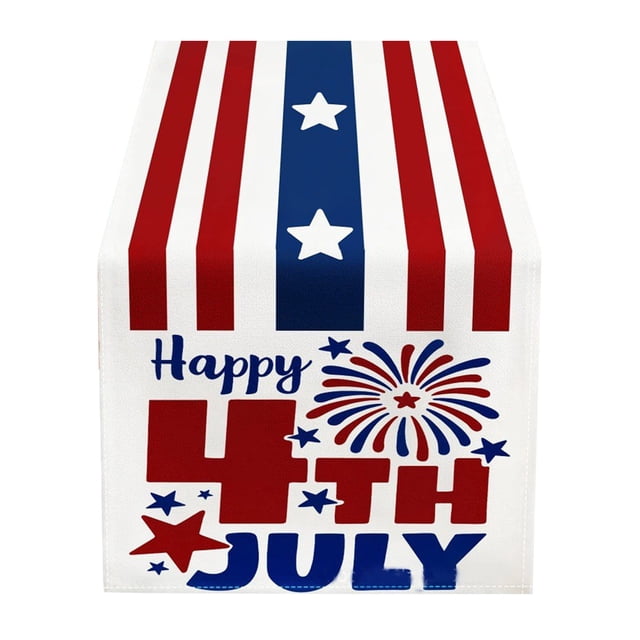 Holiday Craft Decoration Independence Day Table Flag Patriotic Stripes Wired Edge Ribbon Printing Customized Satin Flag