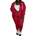 thumbnail image 1 of Daeful Ensemble Jogger à Manches Longues Deux Pièces Chandail à Capuchon Survêtement Femmes Coupe Ample Décontracté Grande Taille Ensemble de Survêtement Rouge G, 1 of 9